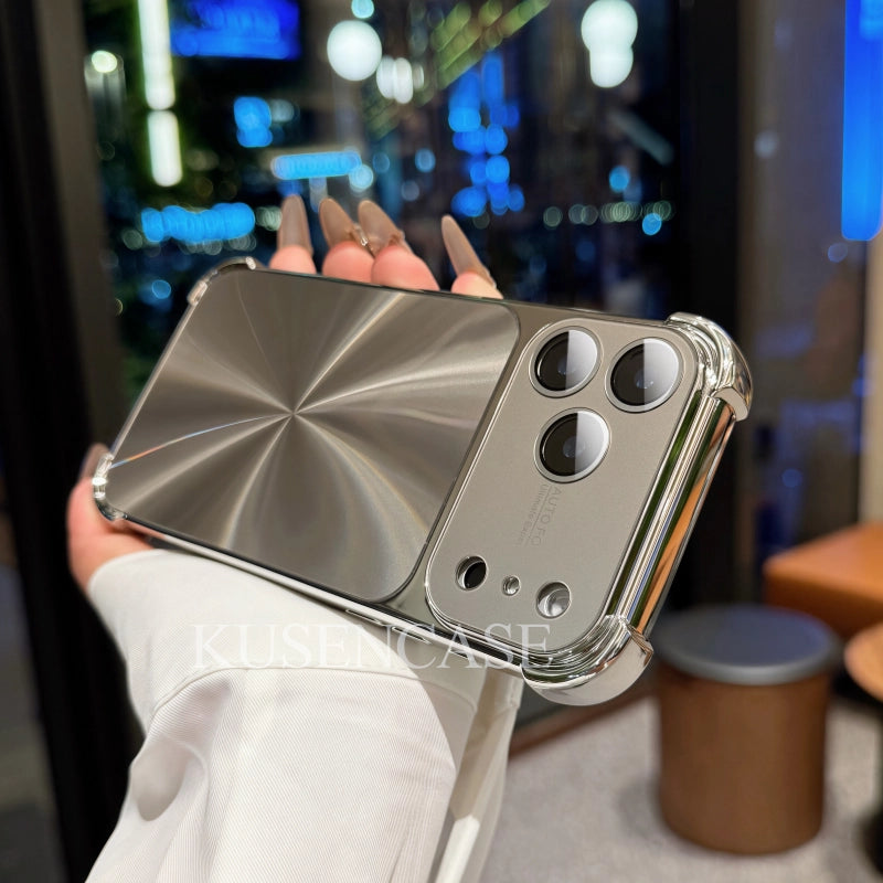 CD Texture Mirror Shockproof iPhone Case – Brushed Metal Finish