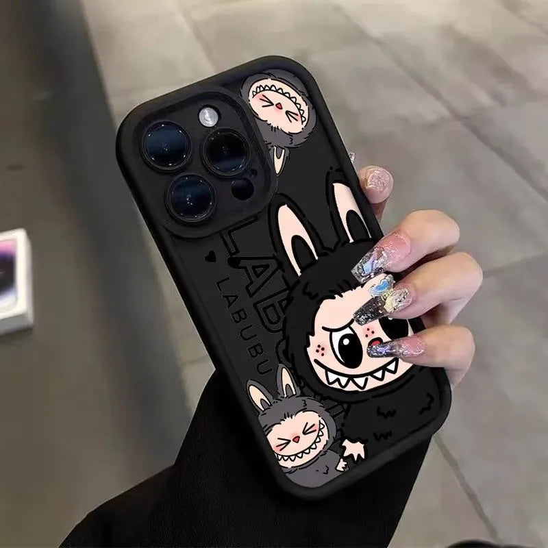 PULSECASE™ Cartoon Bunny iPhone Case – Labubu Monochrome Series