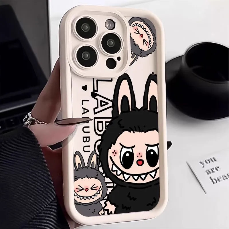 PULSECASE™ Cartoon Bunny iPhone Case – Labubu Monochrome Series