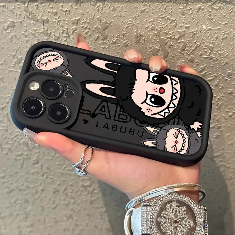 PULSECASE™ Cartoon Bunny iPhone Case – Labubu Monochrome Series