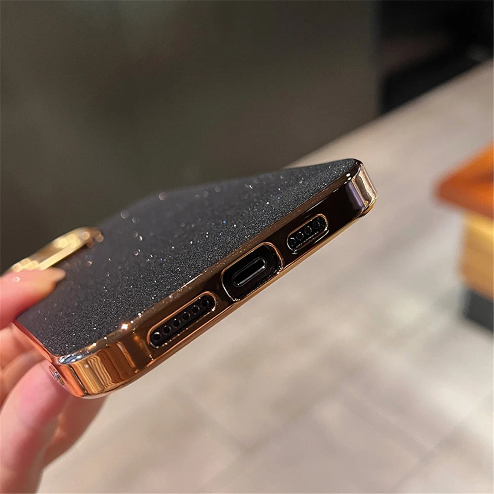 Luxury Diamond Glitter iPhone Case – Bling Rhinestone Plating Cover with Camera Protection (iPhone 11–16)
