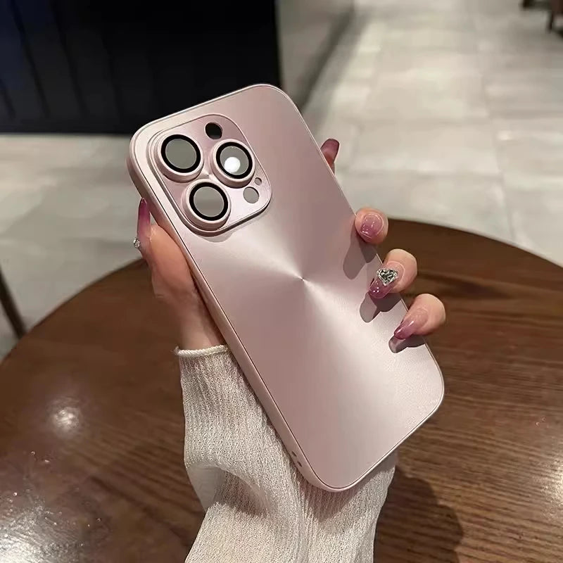 Luxury Laser Aurora iPhone Case – Matte CD Pattern Shockproof Armor Cover (iPhone 12–16)