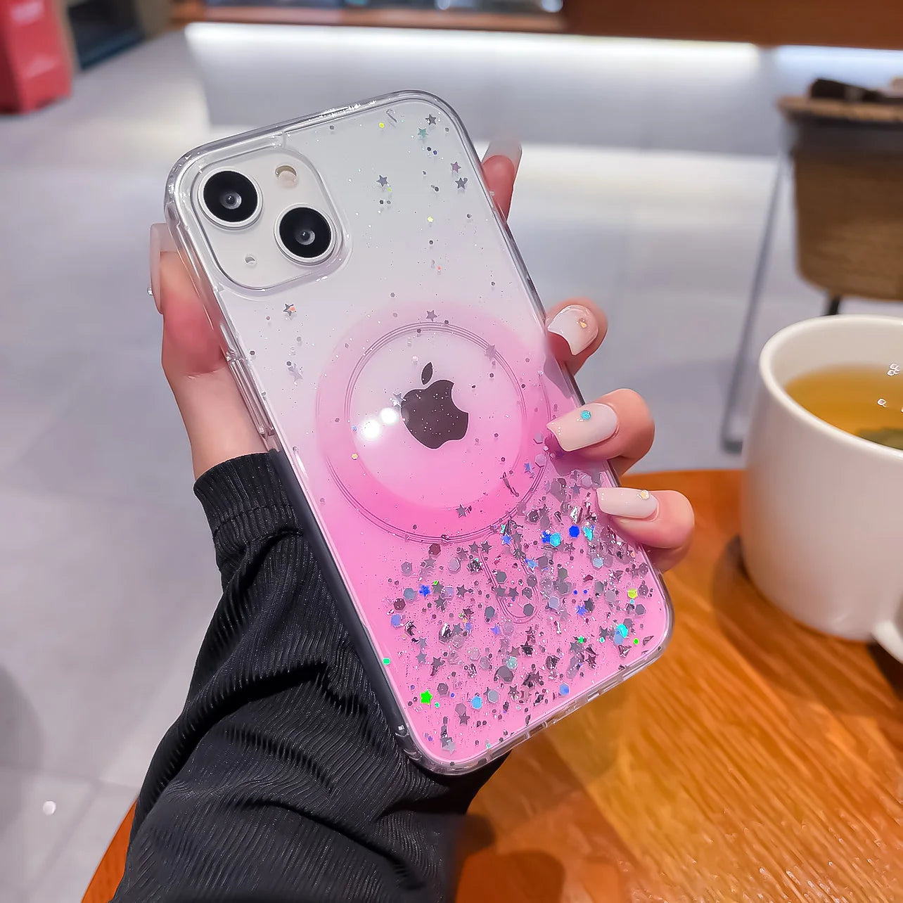 Gradient Glitter Sequins Case – MagSafe Compatible Glitter Cover for iPhone 16/15/14/13/12/11 Series