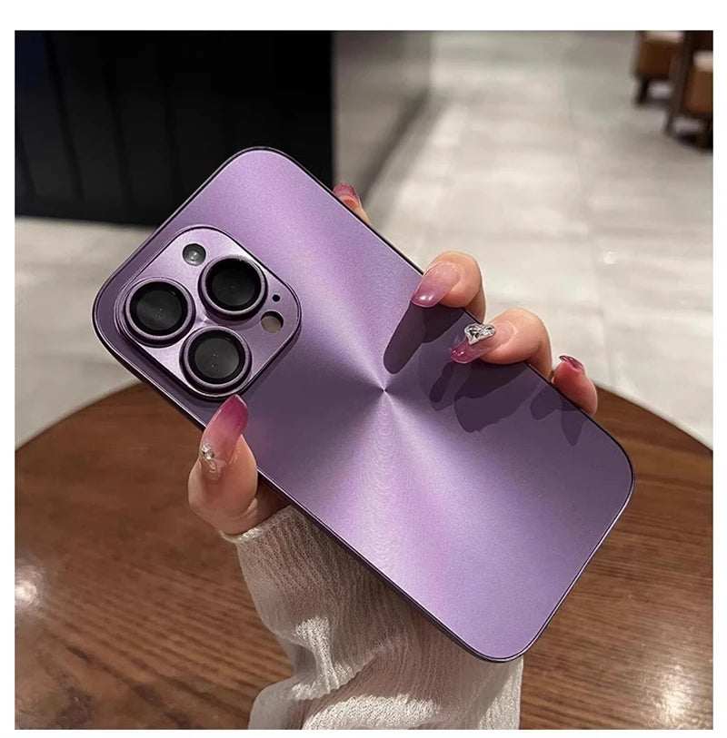 Luxury Laser Aurora iPhone Case – Matte CD Pattern Shockproof Armor Cover (iPhone 12–16)