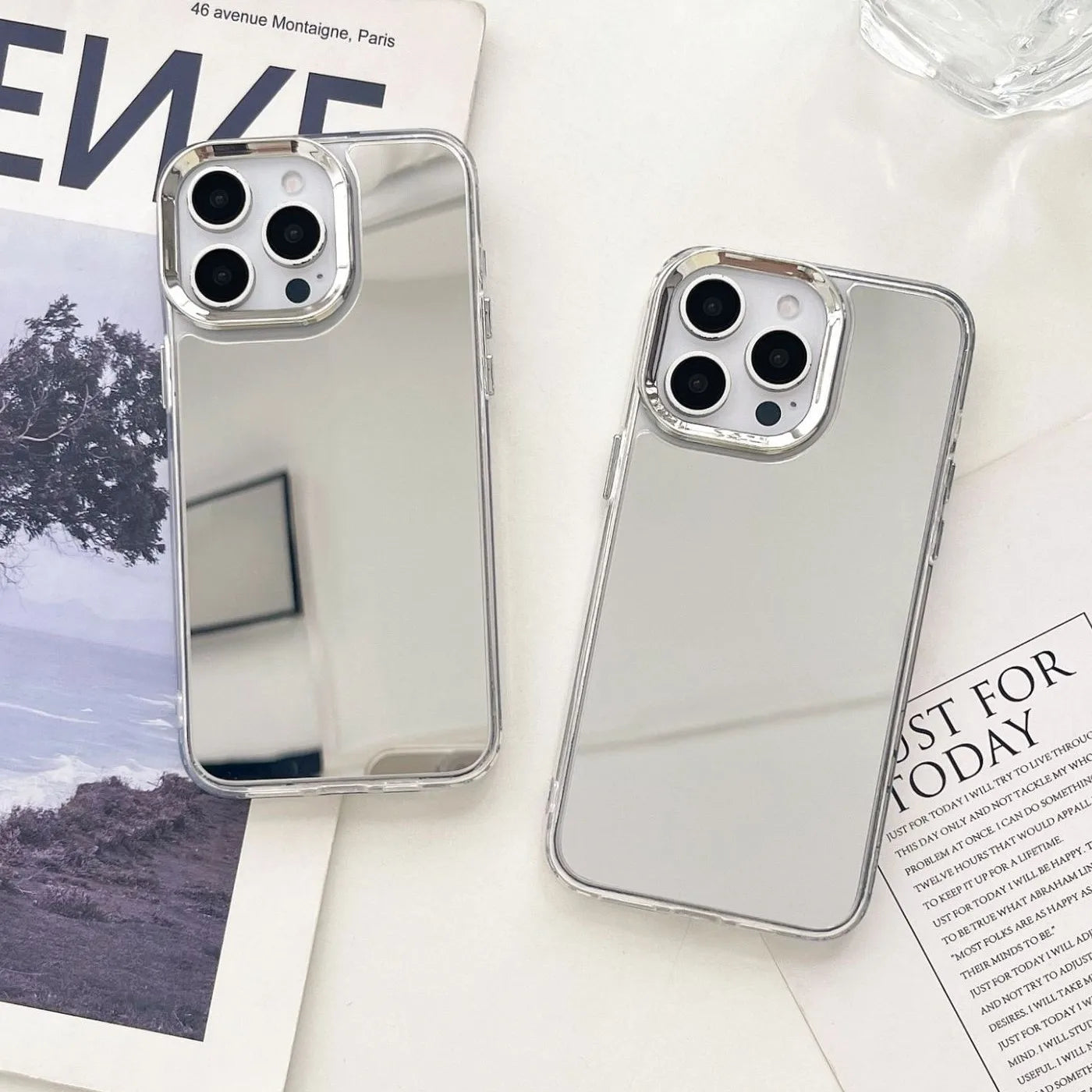 Luxury Makeup Mirror iPhone Case – Plated Acrylic Shockproof Cover for iPhone X to 16 Pro Max