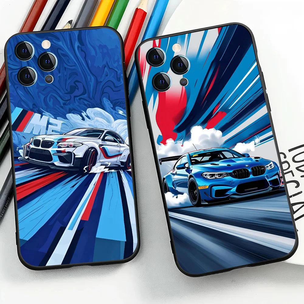 EPC™ M2 M4 Sports Car Case – Shockproof Soft Silicone Phone Cover for iPhone 6 to iPhone 16 Series