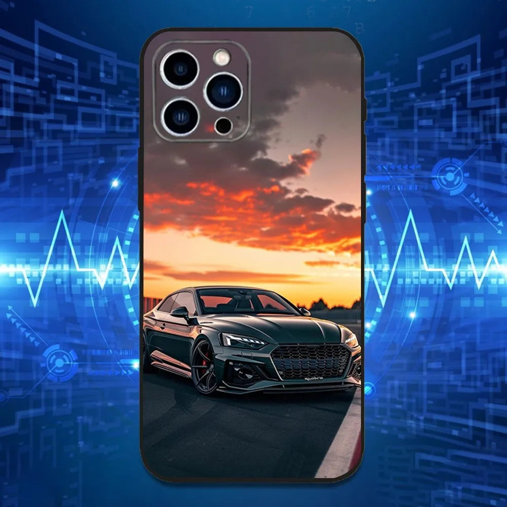 Audi RS6 Sports Car iPhone Case – Soft Silicone Black Cover for iPhone 12 to 16
