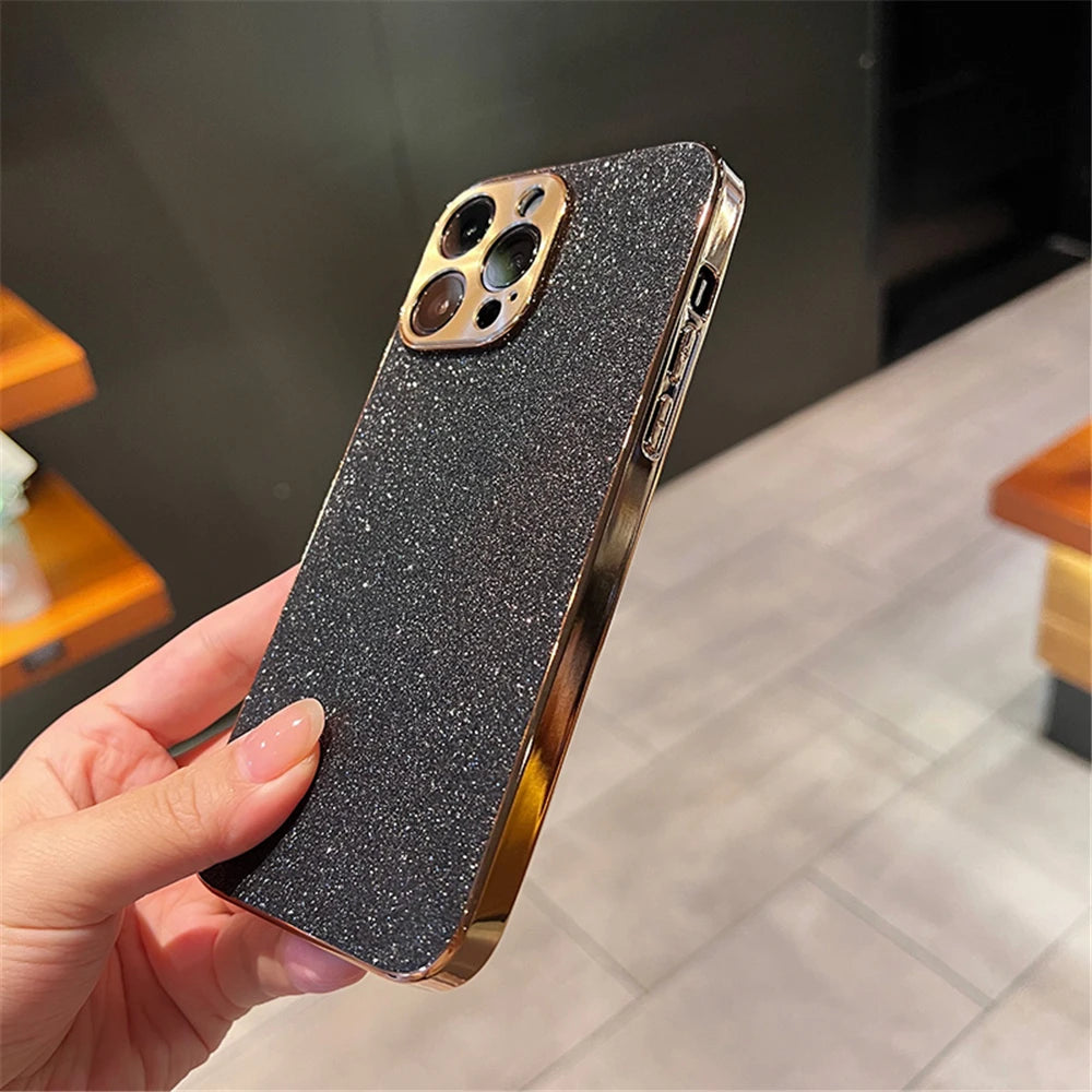 Luxury Diamond Glitter iPhone Case – Bling Rhinestone Plating Cover with Camera Protection (iPhone 11–16)
