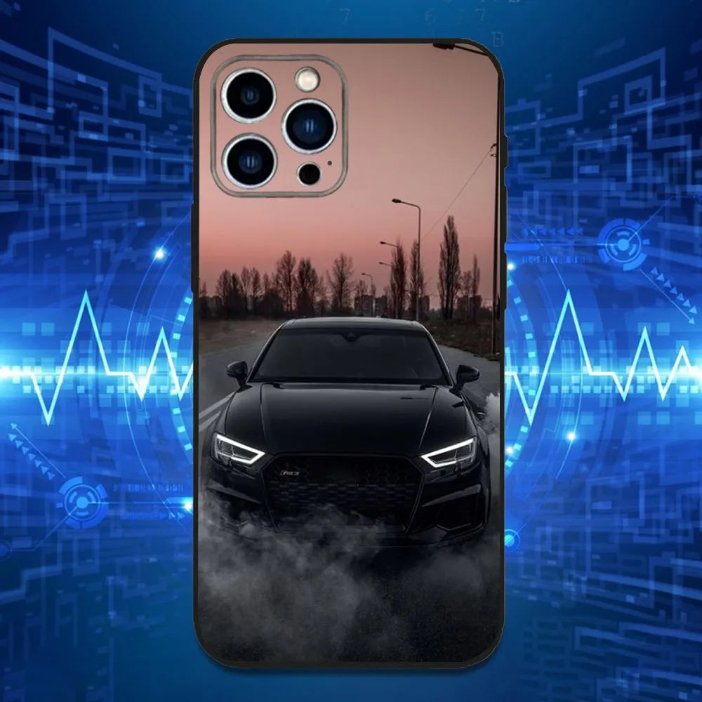 Audi RS6 Sports Car iPhone Case – Soft Silicone Black Cover for iPhone 12 to 16