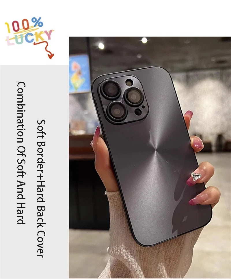Luxury Laser Aurora iPhone Case – Matte CD Pattern Shockproof Armor Cover (iPhone 12–16)