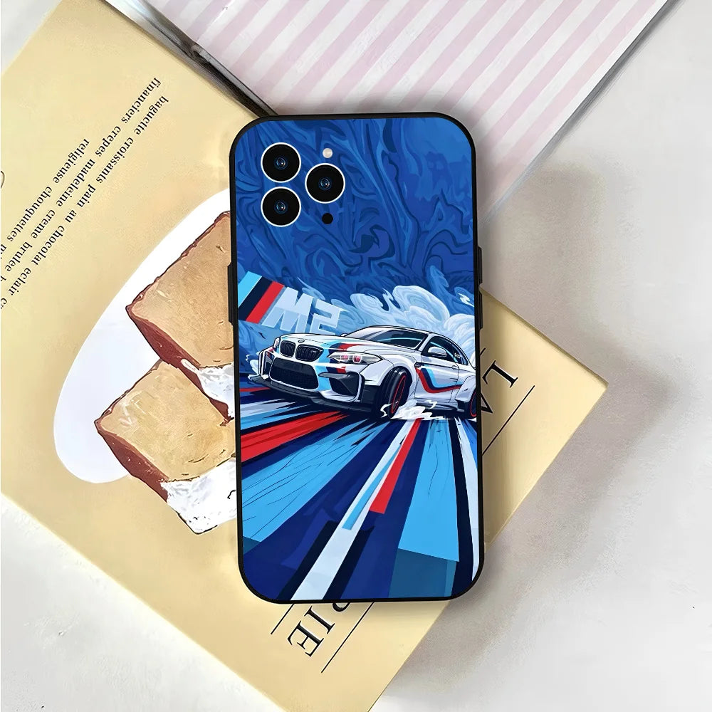EPC™ M2 M4 Sports Car Case – Shockproof Soft Silicone Phone Cover for iPhone 6 to iPhone 16 Series