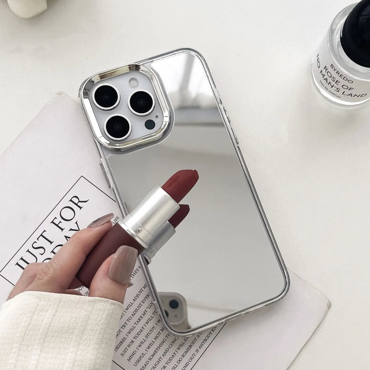 Luxury Makeup Mirror iPhone Case – Plated Acrylic Shockproof Cover for iPhone X to 16 Pro Max