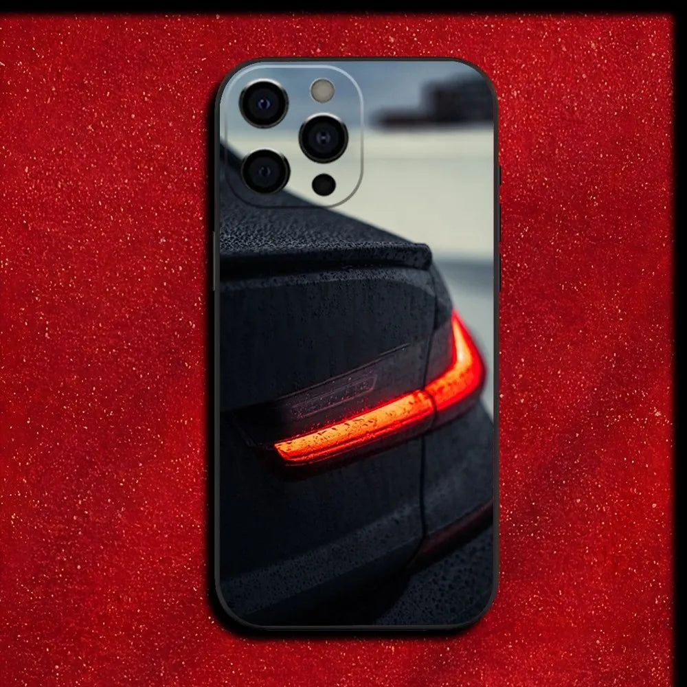 BMW Taillight-Inspired Soft TPU Case – Sleek Black Car Light Design for iPhone 5 to iPhone 16 Series