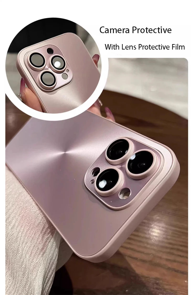 Luxury Laser Aurora iPhone Case – Matte CD Pattern Shockproof Armor Cover (iPhone 12–16)