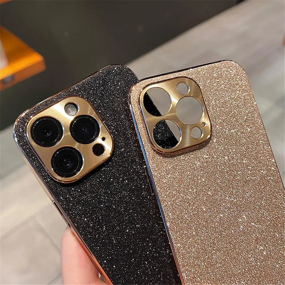 Luxury Diamond Glitter iPhone Case – Bling Rhinestone Plating Cover with Camera Protection (iPhone 11–16)