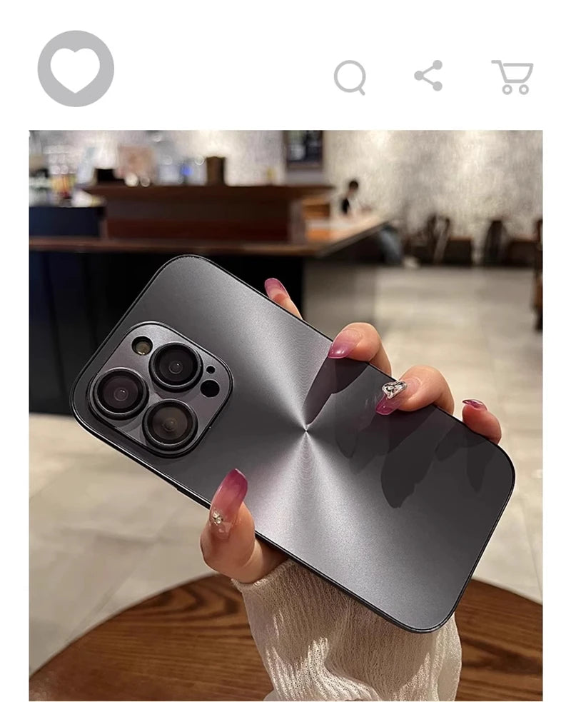 Luxury Laser Aurora iPhone Case – Matte CD Pattern Shockproof Armor Cover (iPhone 12–16)
