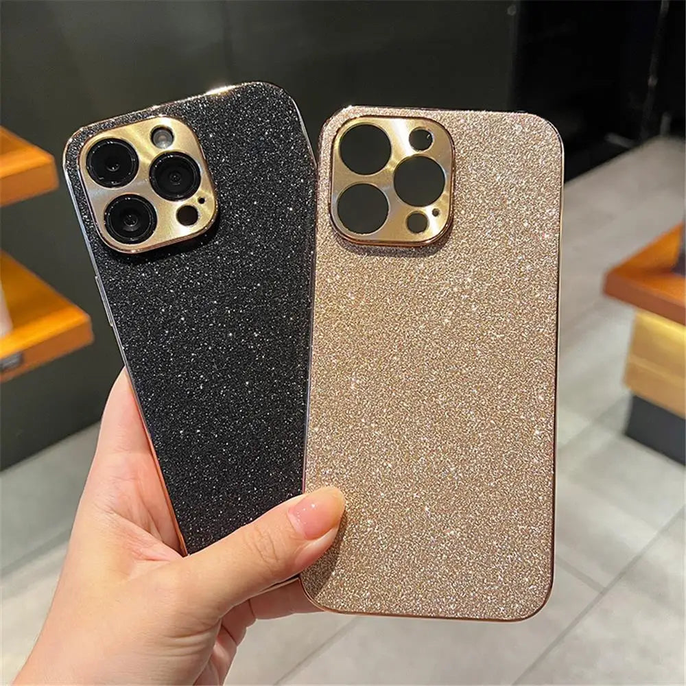 Luxury Diamond Glitter iPhone Case – Bling Rhinestone Plating Cover with Camera Protection (iPhone 11–16)