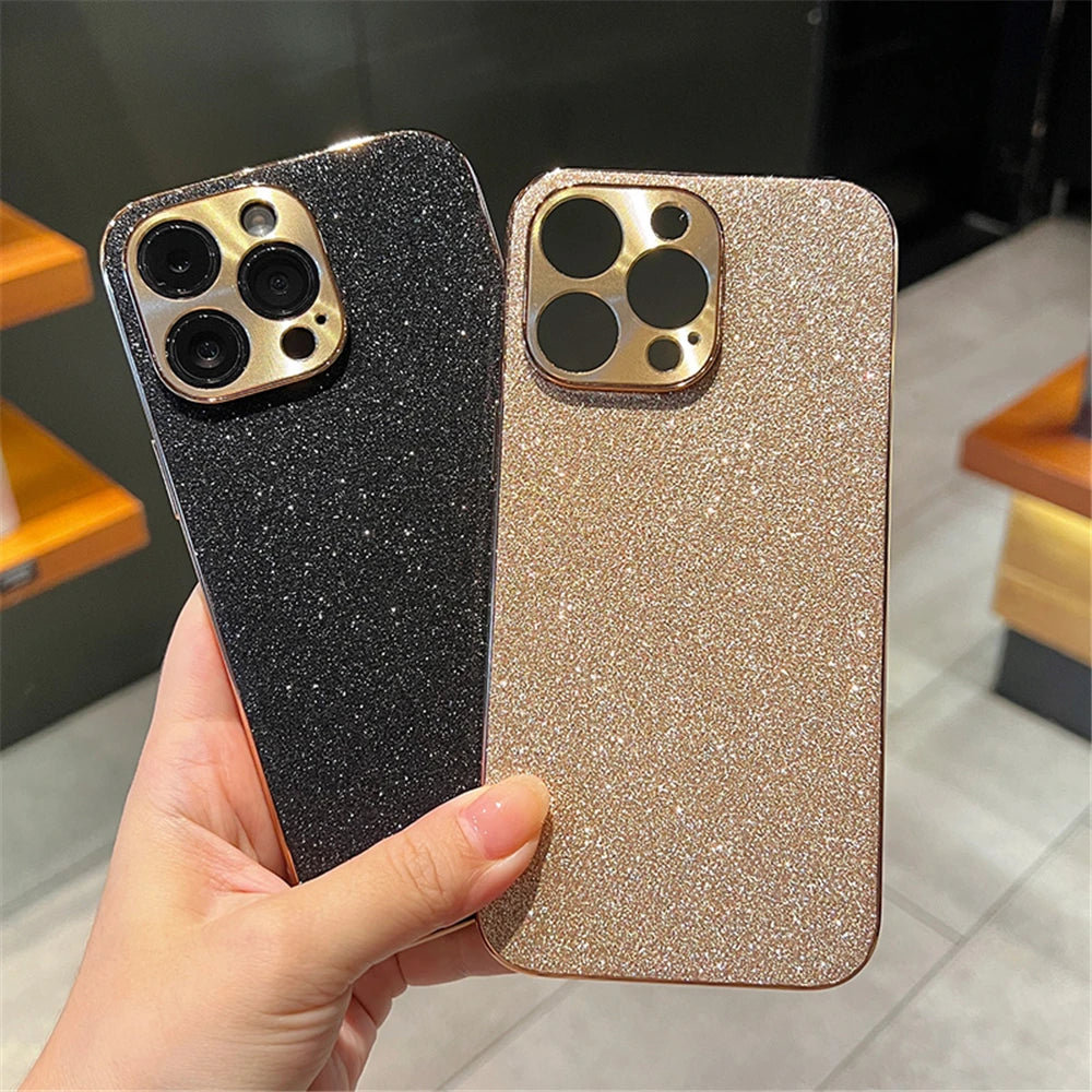 Luxury Diamond Glitter iPhone Case – Bling Rhinestone Plating Cover with Camera Protection (iPhone 11–16)