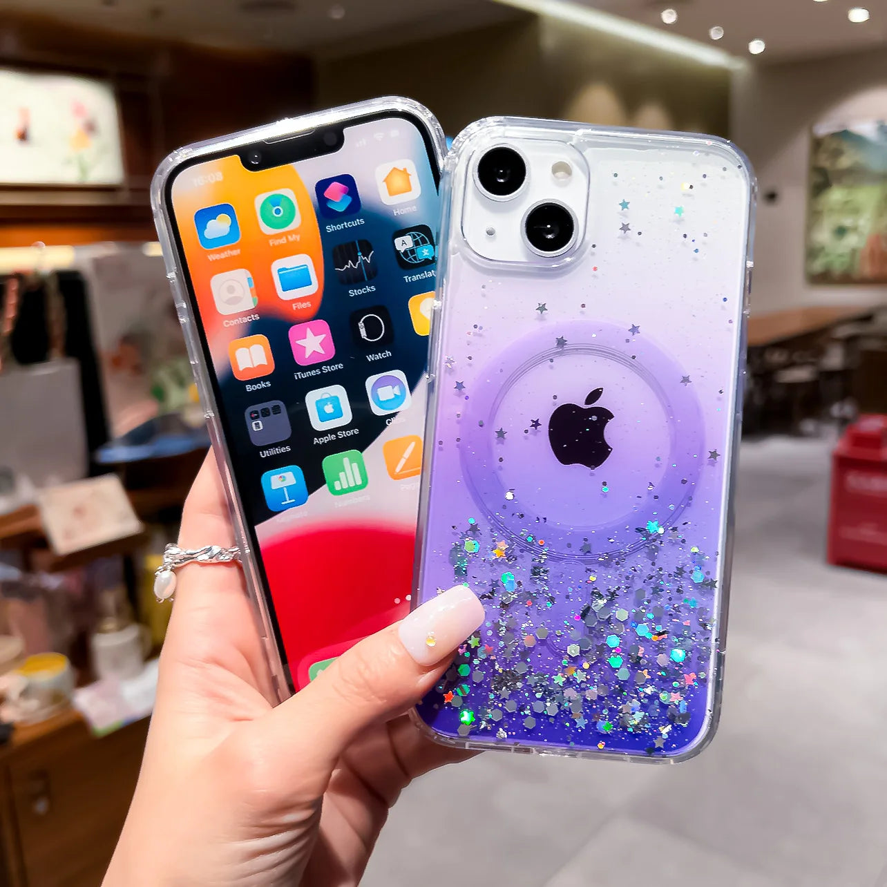 Gradient Glitter Sequins Case – MagSafe Compatible Glitter Cover for iPhone 16/15/14/13/12/11 Series