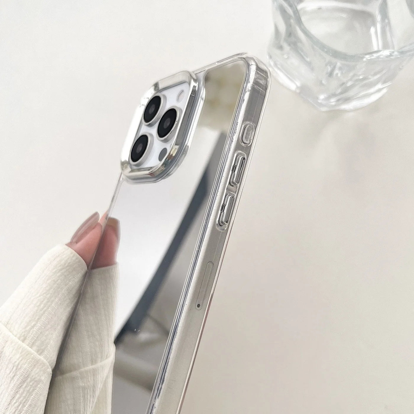 Luxury Makeup Mirror iPhone Case – Plated Acrylic Shockproof Cover for iPhone X to 16 Pro Max