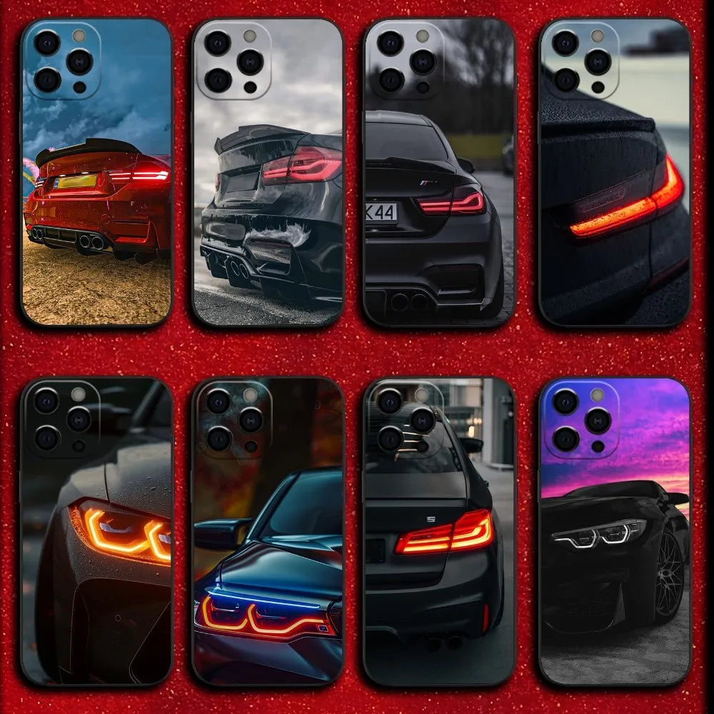 BMW Taillight-Inspired Soft TPU Case – Sleek Black Car Light Design for iPhone 5 to iPhone 16 Series