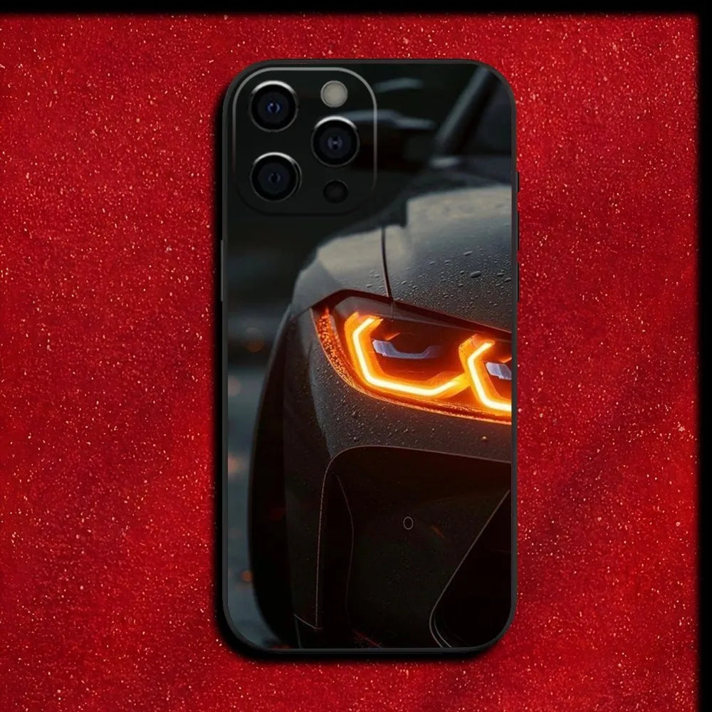 BMW Taillight-Inspired Soft TPU Case – Sleek Black Car Light Design for iPhone 5 to iPhone 16 Series