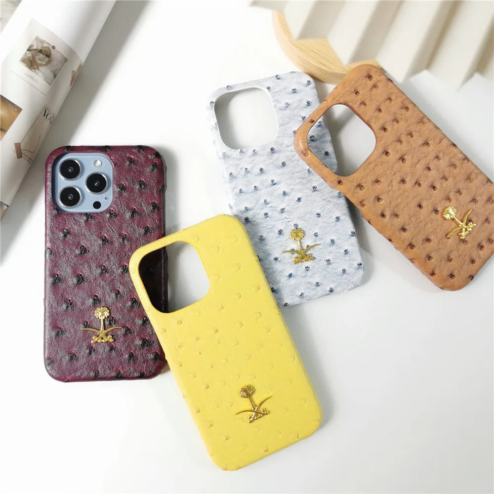 Luxury Lizard Skin Leather iPhone Case – Elegant Hard Shell Cover for iPhone 12 to 16 Pro Max
