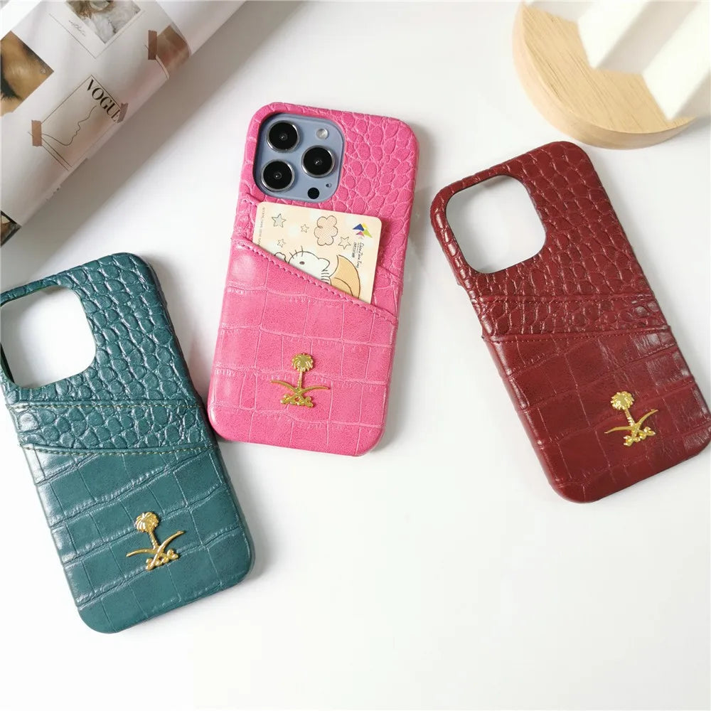 Luxury Lizard Skin Leather iPhone Case – Elegant Hard Shell Cover for iPhone 12 to 16 Pro Max