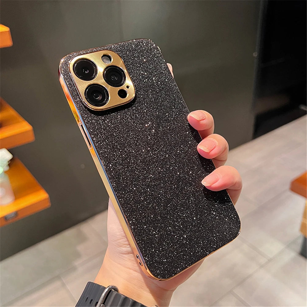 Luxury Diamond Glitter iPhone Case – Bling Rhinestone Plating Cover with Camera Protection (iPhone 11–16)