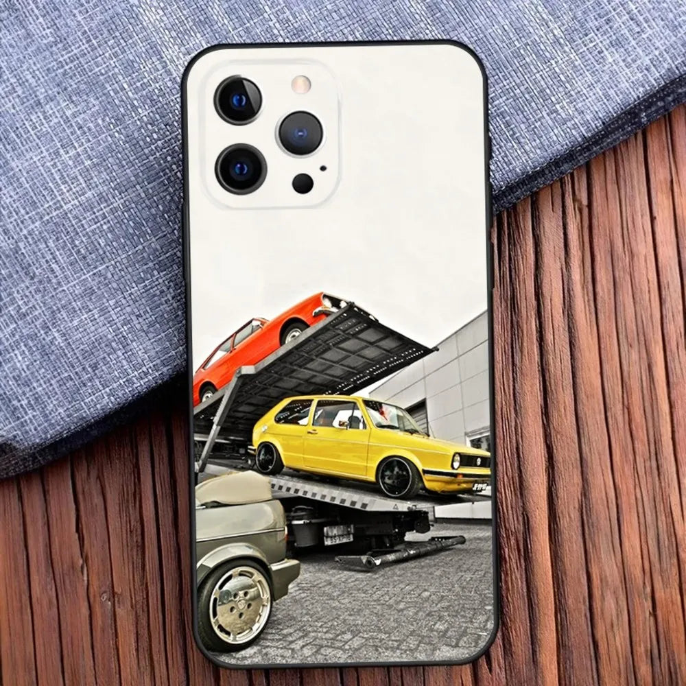 Golf MK1 GTI Car-Inspired Soft Black Case – Compatible with iPhone 11 to 16 Series