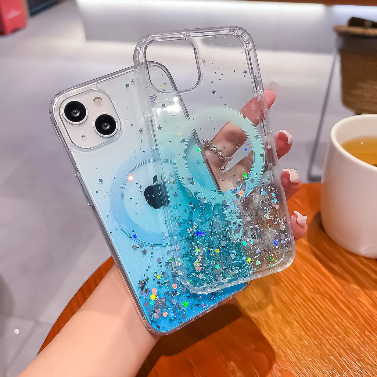 Gradient Glitter Sequins Case – MagSafe Compatible Glitter Cover for iPhone 16/15/14/13/12/11 Series