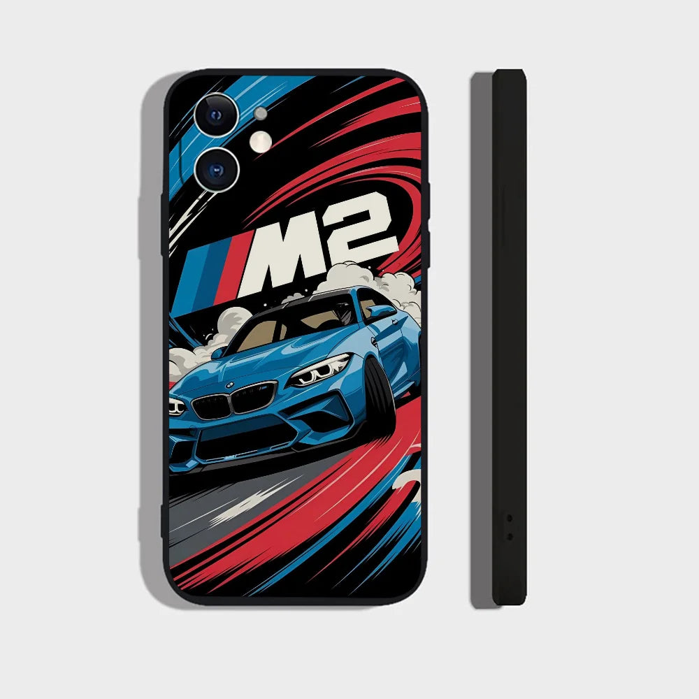 EPC™ M2 M4 Sports Car Case – Shockproof Soft Silicone Phone Cover for iPhone 6 to iPhone 16 Series