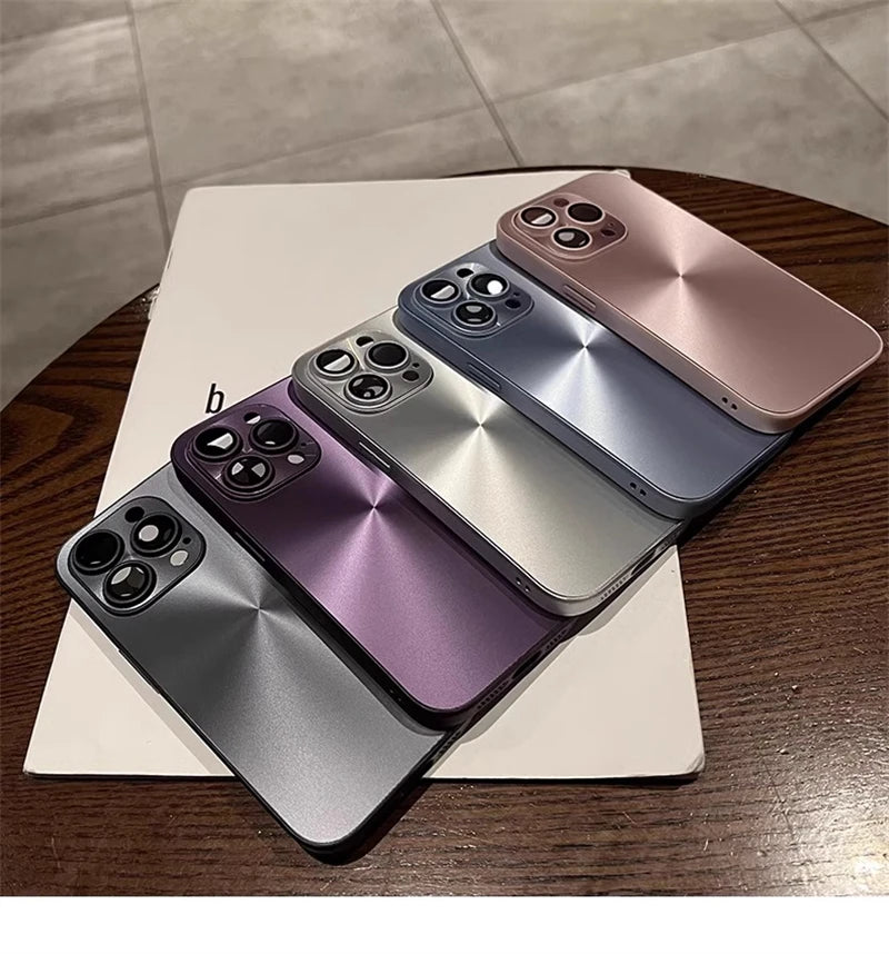 Luxury Laser Aurora iPhone Case – Matte CD Pattern Shockproof Armor Cover (iPhone 12–16)
