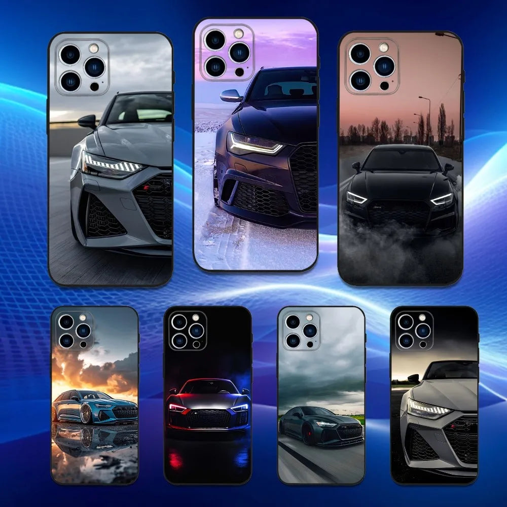 Audi RS6 Sports Car iPhone Case – Soft Silicone Black Cover for iPhone 12 to 16