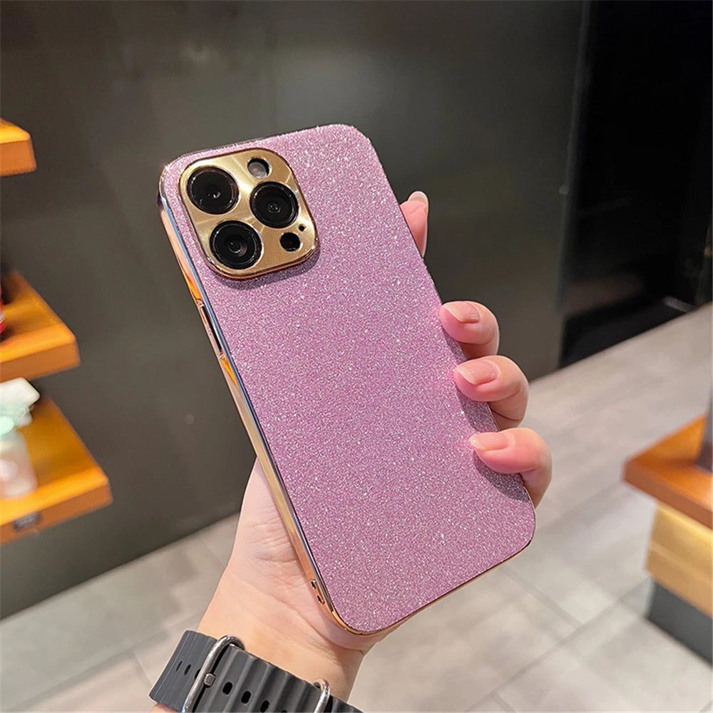 Luxury Diamond Glitter iPhone Case – Bling Rhinestone Plating Cover with Camera Protection (iPhone 11–16)