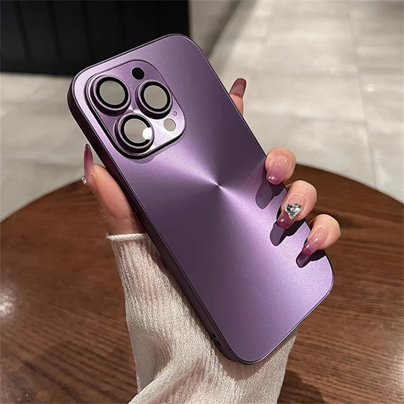 Luxury Laser Aurora iPhone Case – Matte CD Pattern Shockproof Armor Cover (iPhone 12–16)
