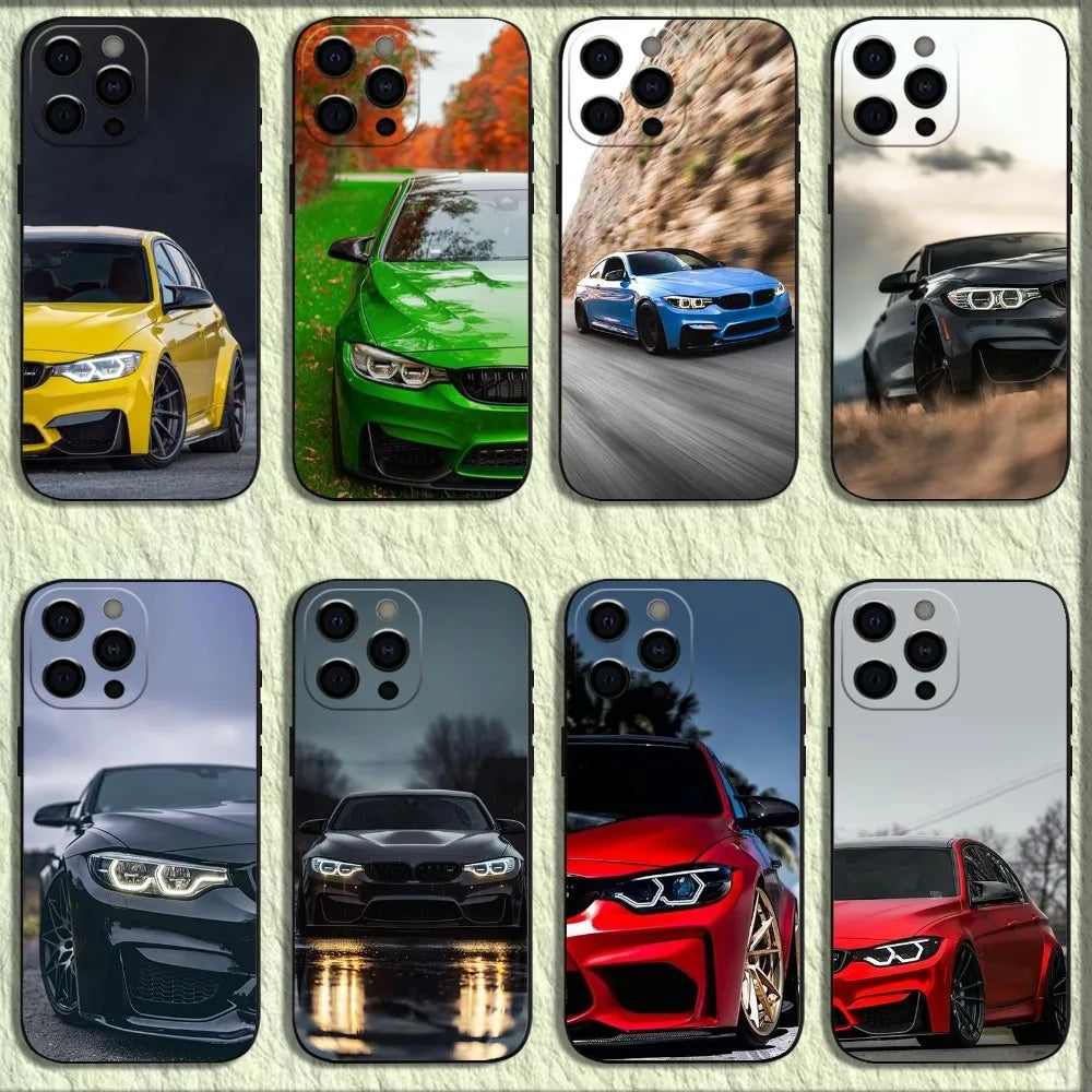 Red Sport BMW-Inspired iPhone Case – Soft Black Shockproof Cover for iPhone 11–16 Series