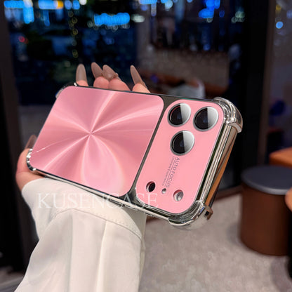 CD Texture Mirror Shockproof iPhone Case – Brushed Metal Finish