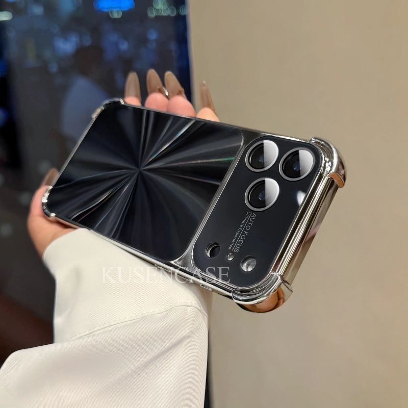 CD Texture Mirror Shockproof iPhone Case – Brushed Metal Finish