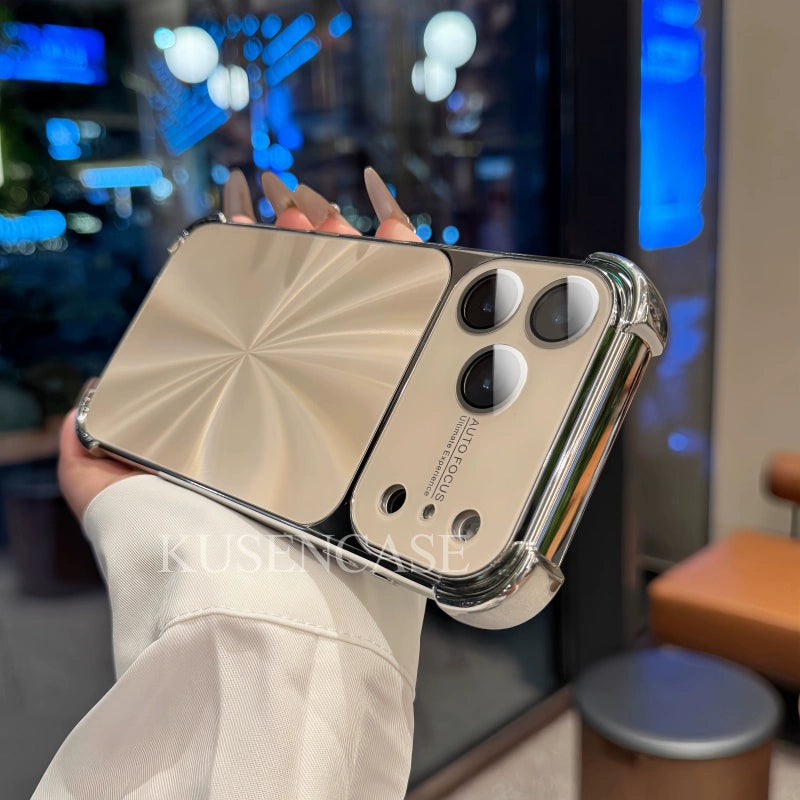 CD Texture Mirror Shockproof iPhone Case – Brushed Metal Finish