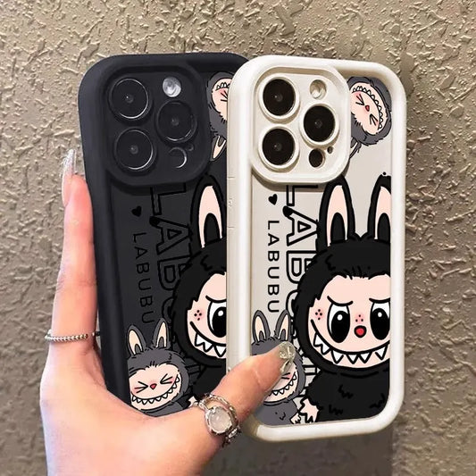 PULSECASE™ Cartoon Bunny iPhone Case – Labubu Monochrome Series