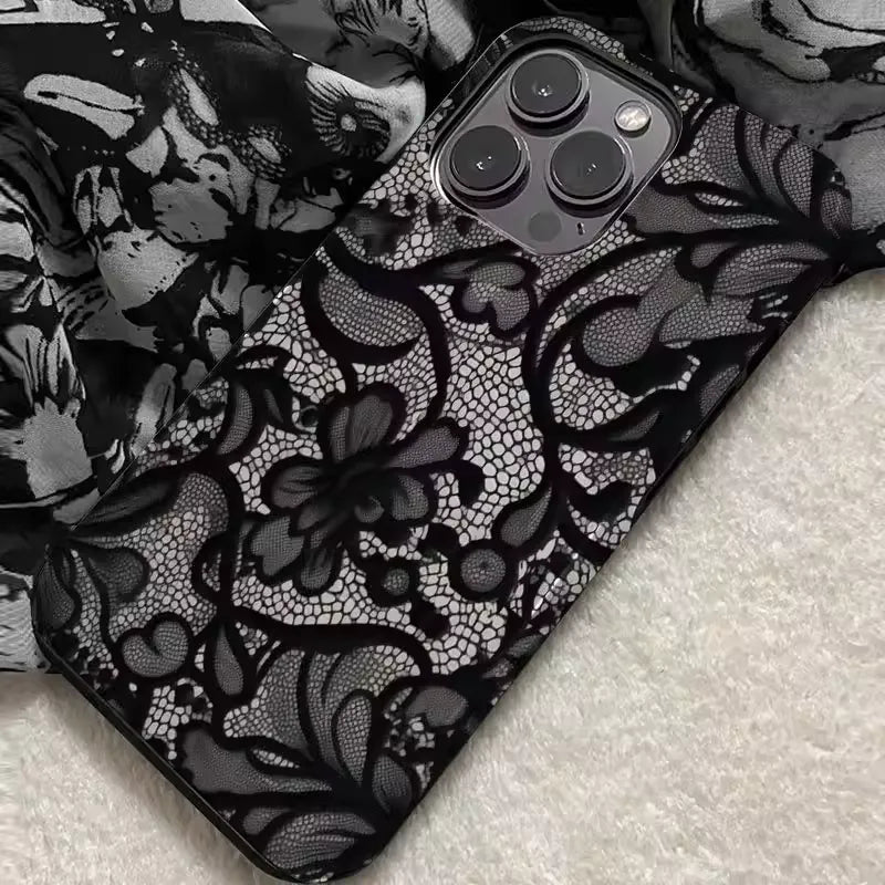 Floral Lace iPhone Case – Glossy & Satin Finish & MagSafe