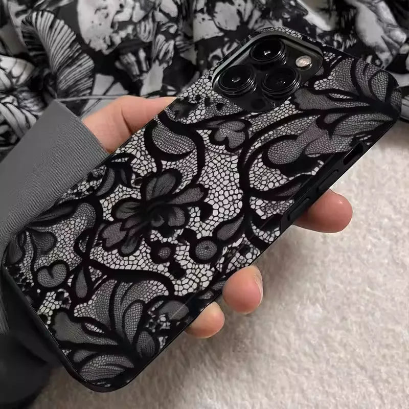 Floral Lace iPhone Case – Glossy & Satin Finish & MagSafe