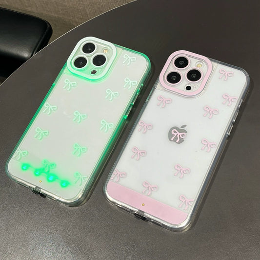 GlowBow™ Clear iPhone Case – Cute Bowknot Design with Soft Glow Effect