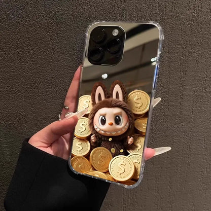 Labubu Gold Coin Mirror Case – Reflective Kawaii Series