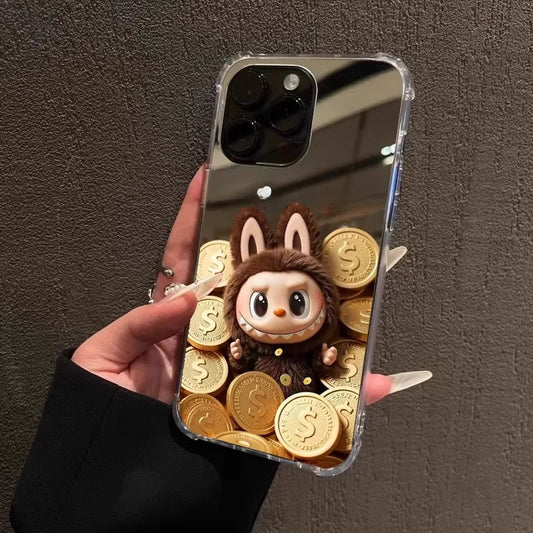 Labubu Gold Coin Mirror Case – Reflective Kawaii Series