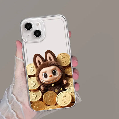 Labubu Gold Coin Mirror Case – Reflective Kawaii Series