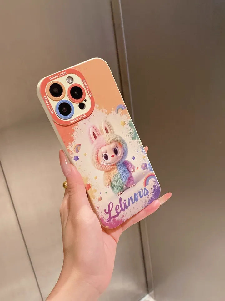 PULSECASE™ Rainbow Dreams Bunny iPhone Case – Labubu Silicone Series