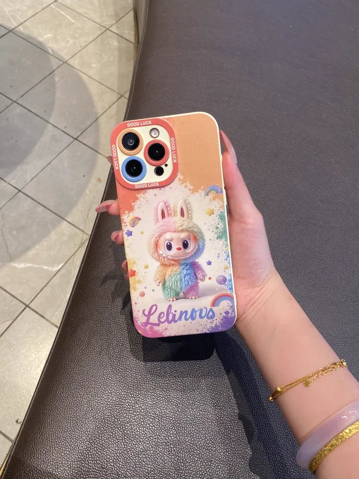 PULSECASE™ Rainbow Dreams Bunny iPhone Case – Labubu Silicone Series