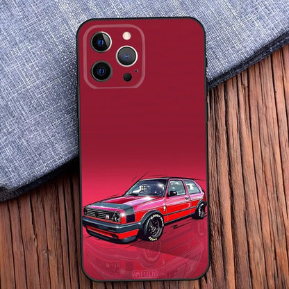 Golf MK1 GTI Car-Inspired Soft Black Case – Compatible with iPhone 11 to 16 Series